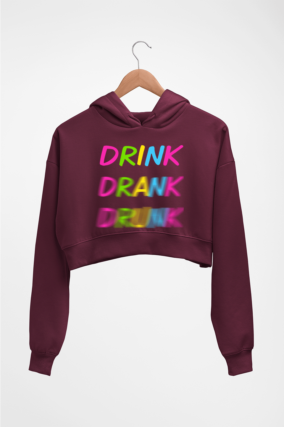 Drink Alcoholic Crop HOODIE FOR WOMEN-Maroon-Ektarfa.online