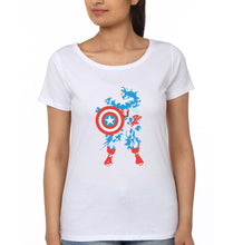 Load image into Gallery viewer, Captain America Superhero T-Shirt for Women-White-Ektarfa.online
