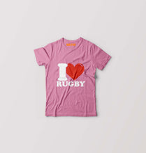 Load image into Gallery viewer, I Love Rugby Kids T-Shirt for Boy/Girl-Pink-Ektarfa.online
