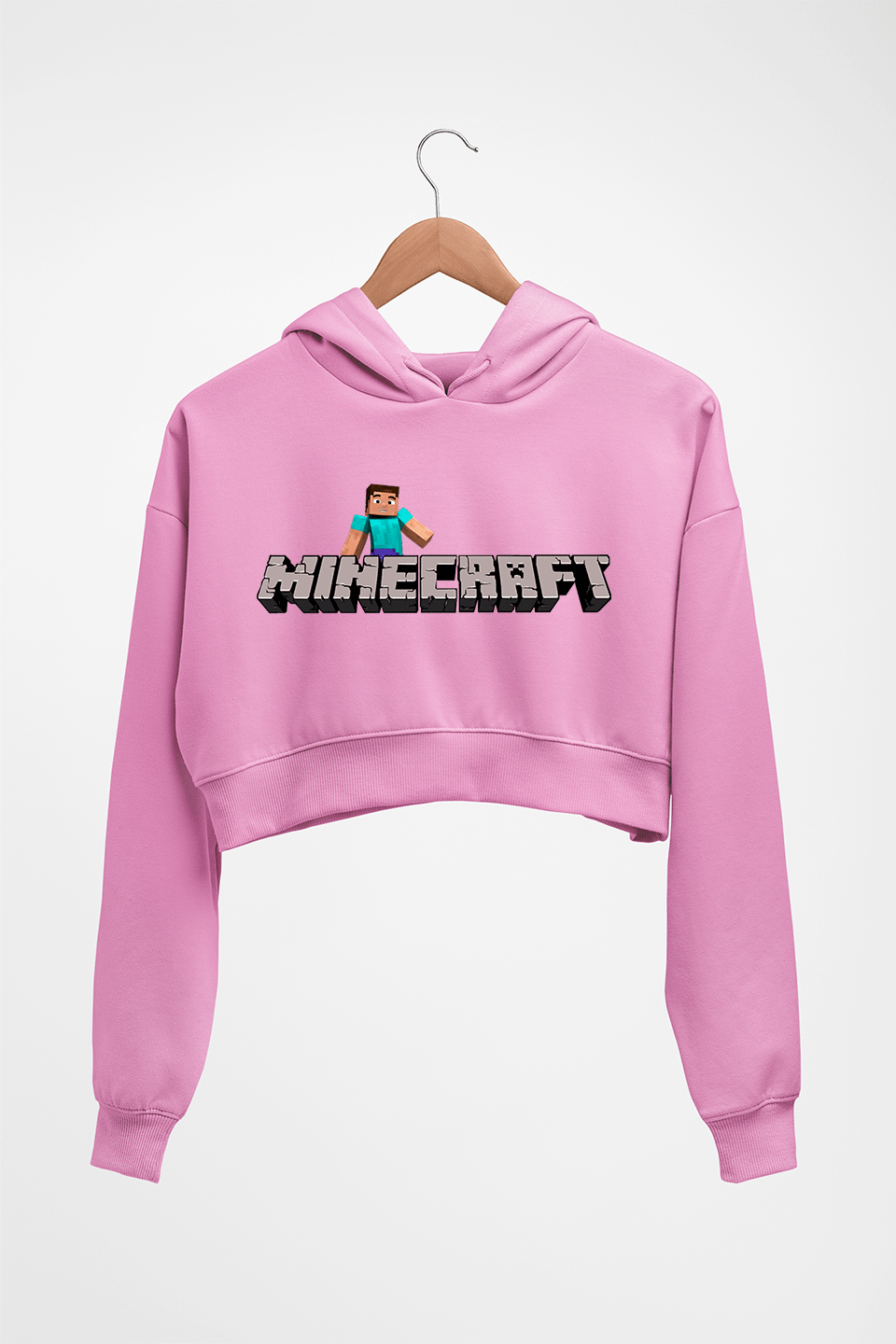 Minecraft Crop HOODIE FOR WOMEN-Light Baby Pink-Ektarfa.online