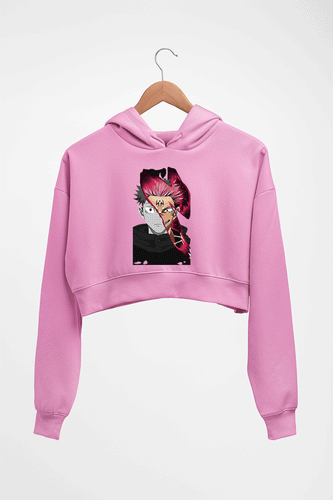 Sukuna Anime Crop HOODIE FOR WOMEN-Light Baby Pink-Ektarfa.online