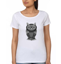 Load image into Gallery viewer, Owl T-Shirt for Women-White-Ektarfa.online

