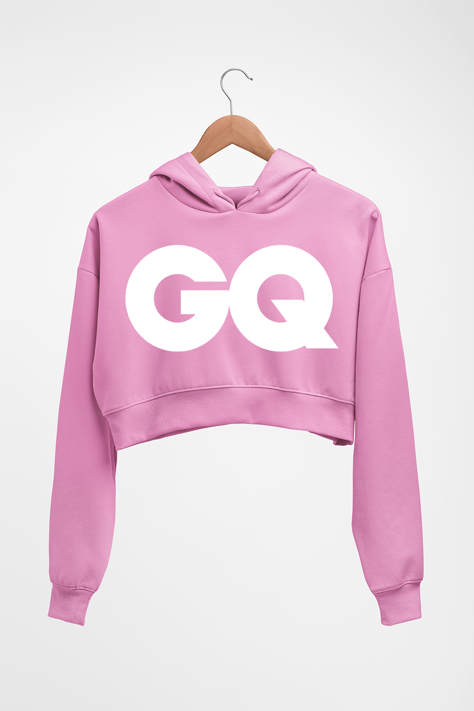 GQ Magazine Crop HOODIE FOR WOMEN-Light Baby Pink-Ektarfa.online