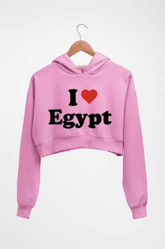 I Love Egypt Crop HOODIE FOR WOMEN-Light Baby Pink-Ektarfa.online