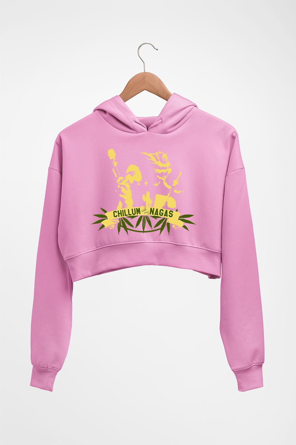 Chillam Weed Crop HOODIE FOR WOMEN-Light Baby Pink-Ektarfa.online