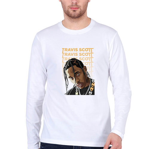 Travis Scott Full Sleeves T-Shirt for Men-S(38 Inches)-White-Ektarfa.online