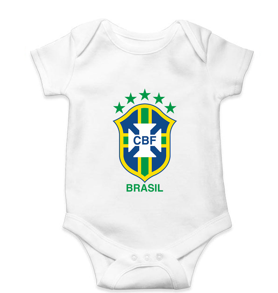 Brazil Football Kids Romper For Baby Boy/Girl-0-5 Months(18 Inches)-White-Ektarfa.online