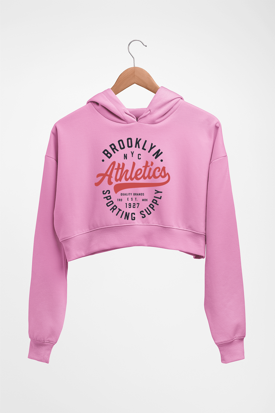 Varsity Brooklyn NYC Crop HOODIE FOR WOMEN-Light Baby Pink-Ektarfa.online