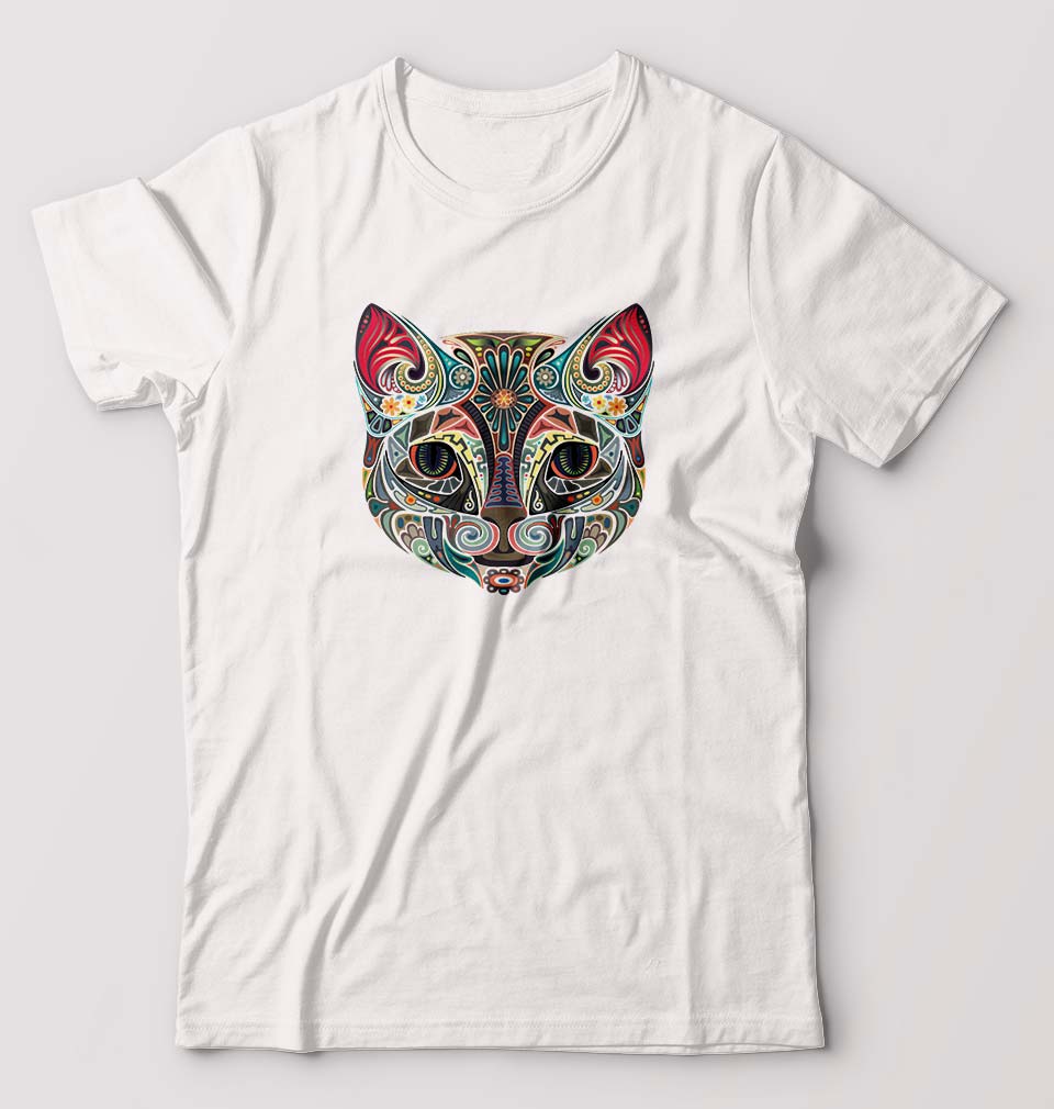 Psychedelic Cat T-Shirt for Men-White-Ektarfa.online