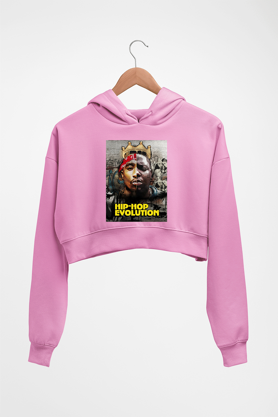 Hip-Hop Evolution Crop HOODIE FOR WOMEN-Light Baby Pink-Ektarfa.online