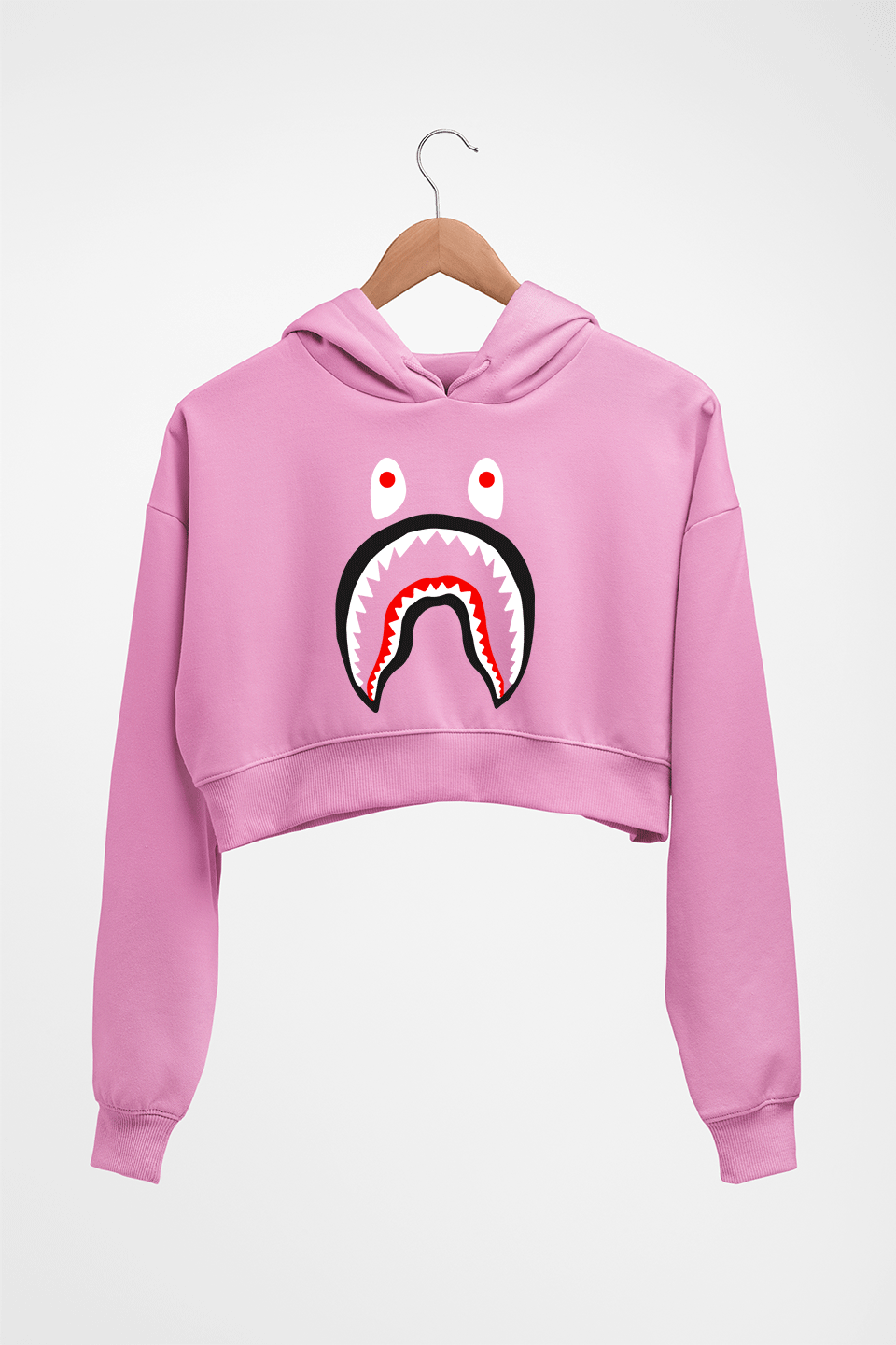 Bape Shark Crop HOODIE FOR WOMEN-Light Baby Pink-Ektarfa.online