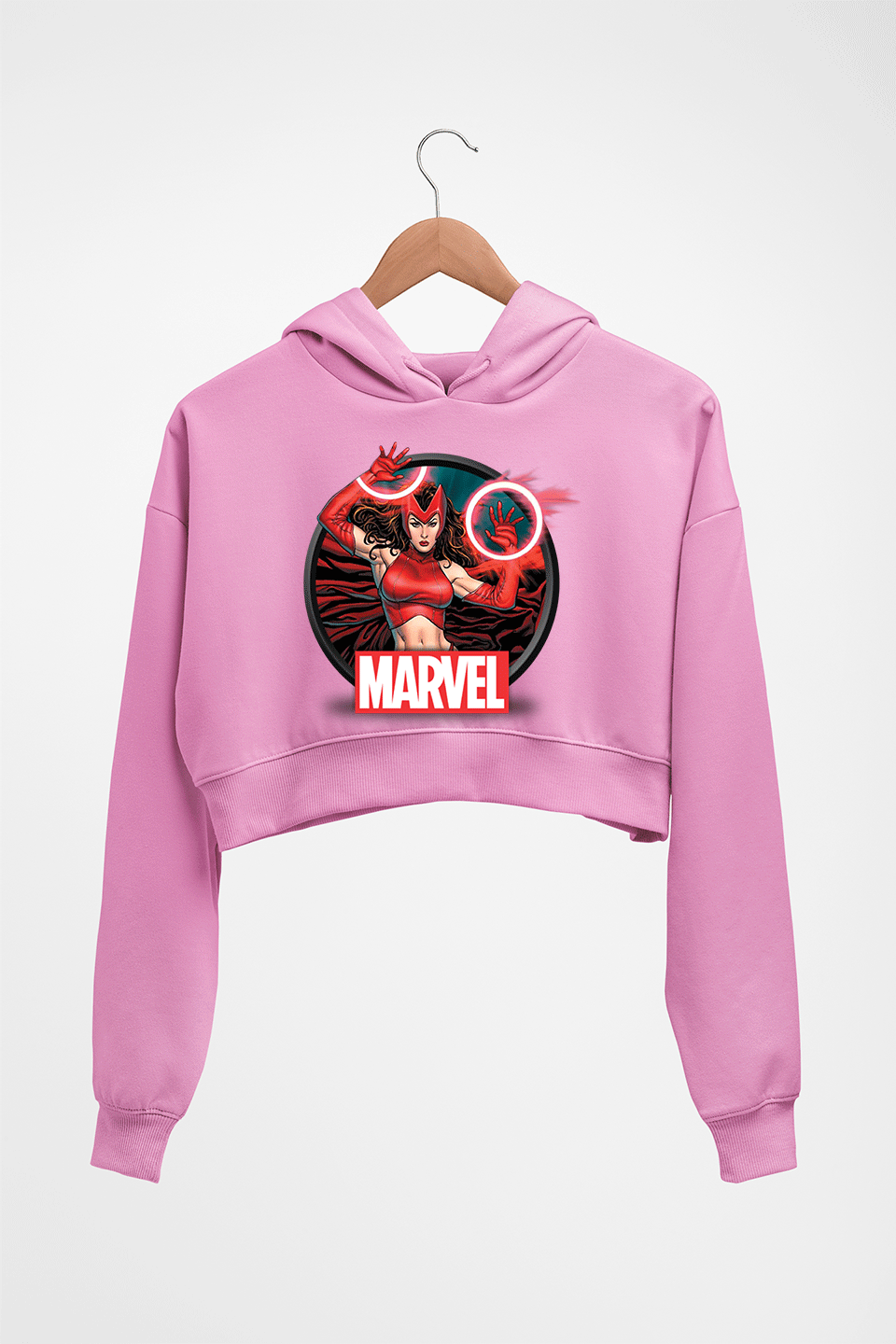 Scarlet Witch Wanda Crop HOODIE FOR WOMEN-Light Baby Pink-Ektarfa.online