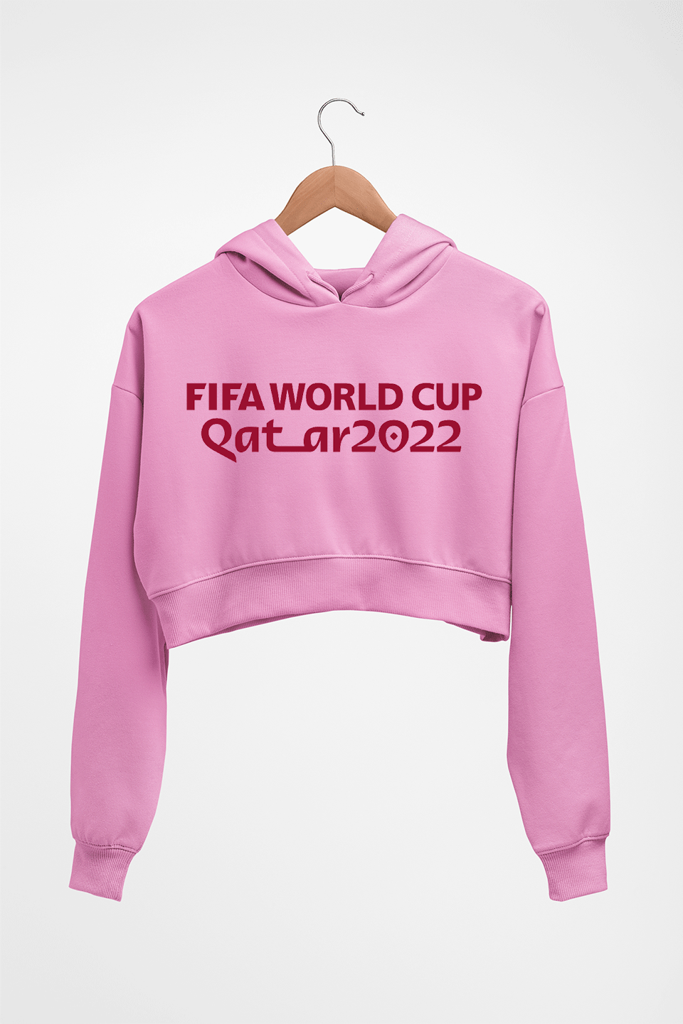 FIFA World Cup Qatar 2022 Crop HOODIE FOR WOMEN-Light Baby Pink-Ektarfa.online