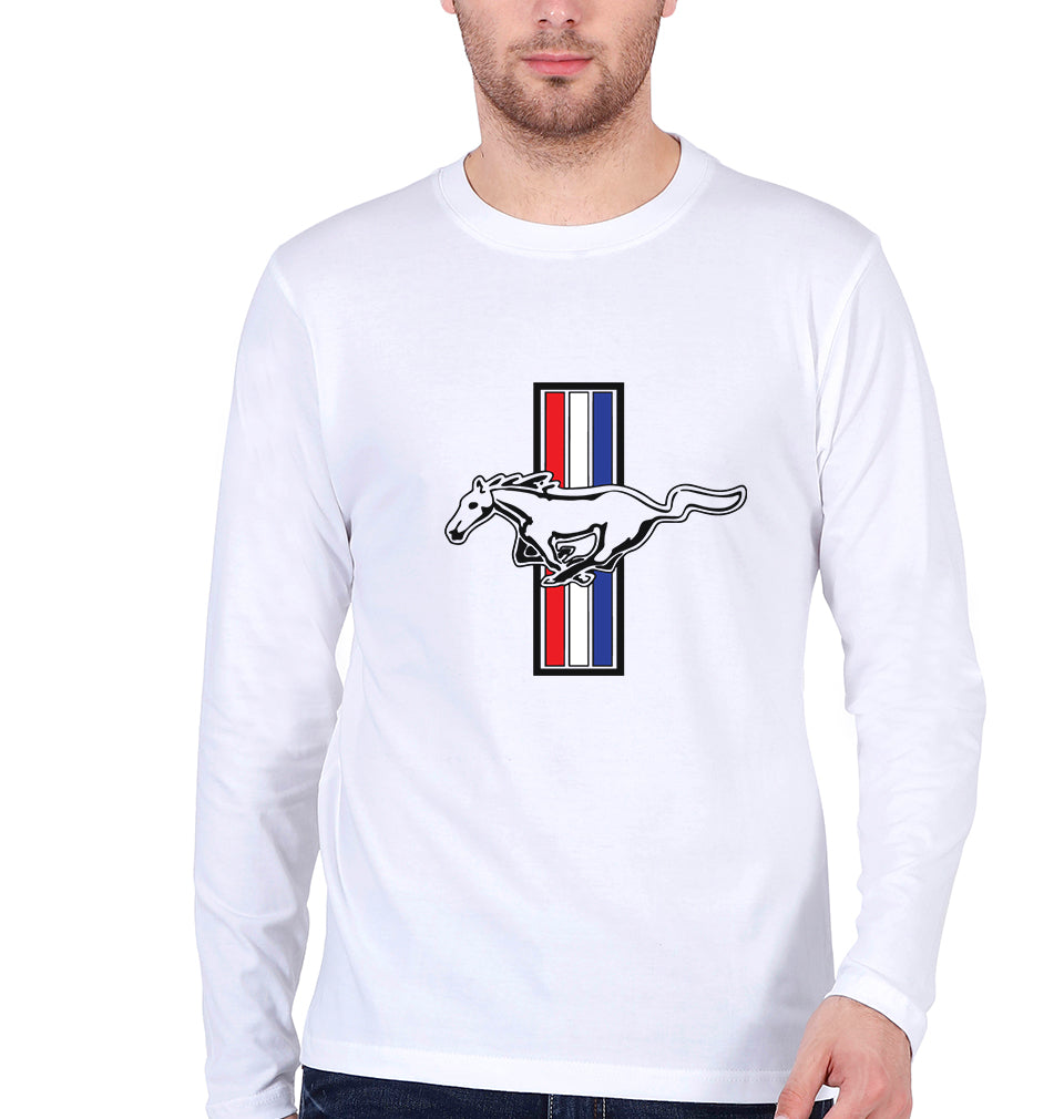 Ford Mustang Full Sleeves T-Shirt for Men-White-Ektarfa.online