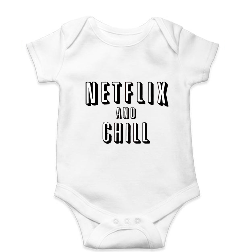 Netflix and Chill Kids Romper For Baby Boy/Girl-0-5 Months(18 Inches)-White-Ektarfa.online