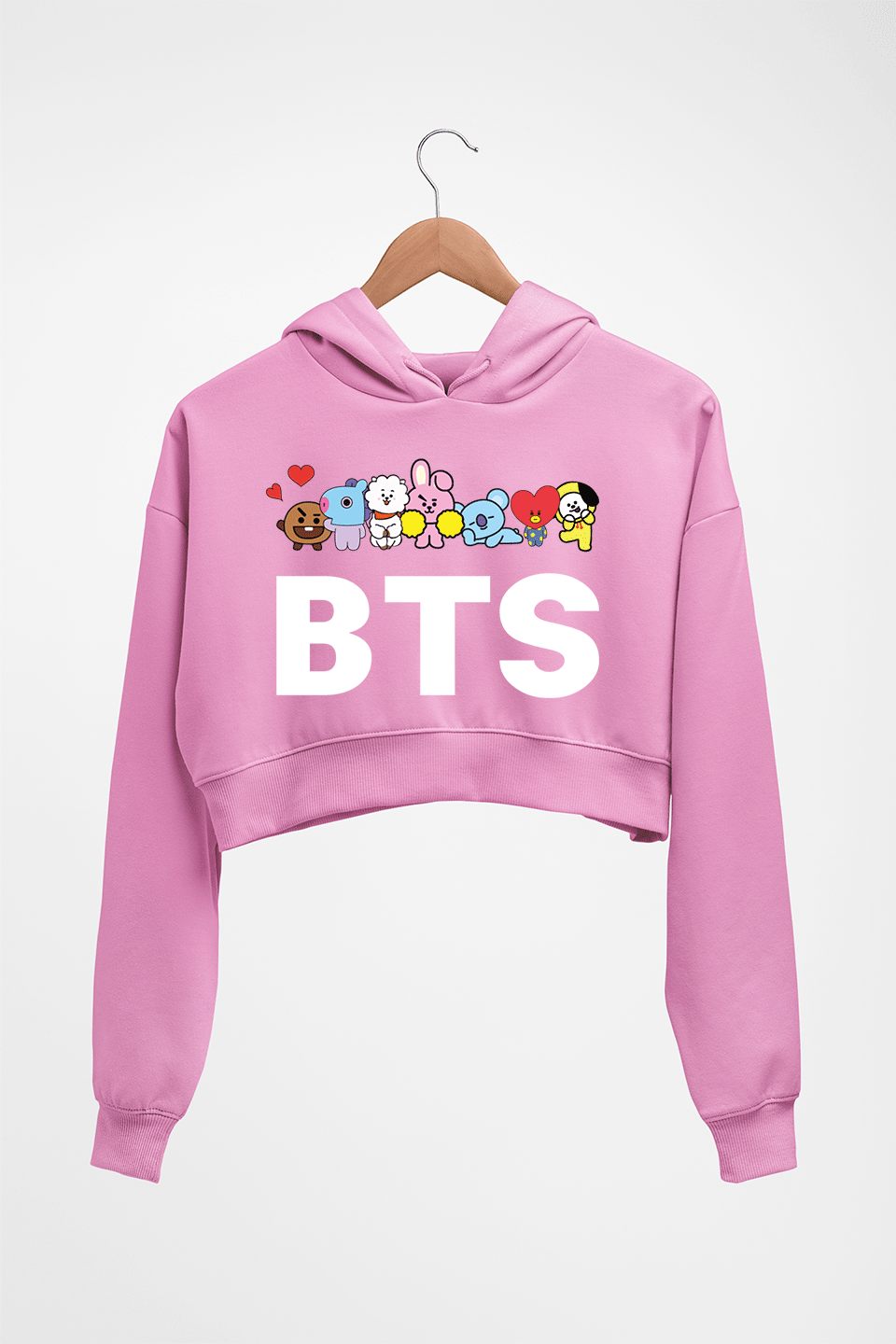 BTS Crop HOODIE FOR WOMEN-Light Baby Pink-Ektarfa.online