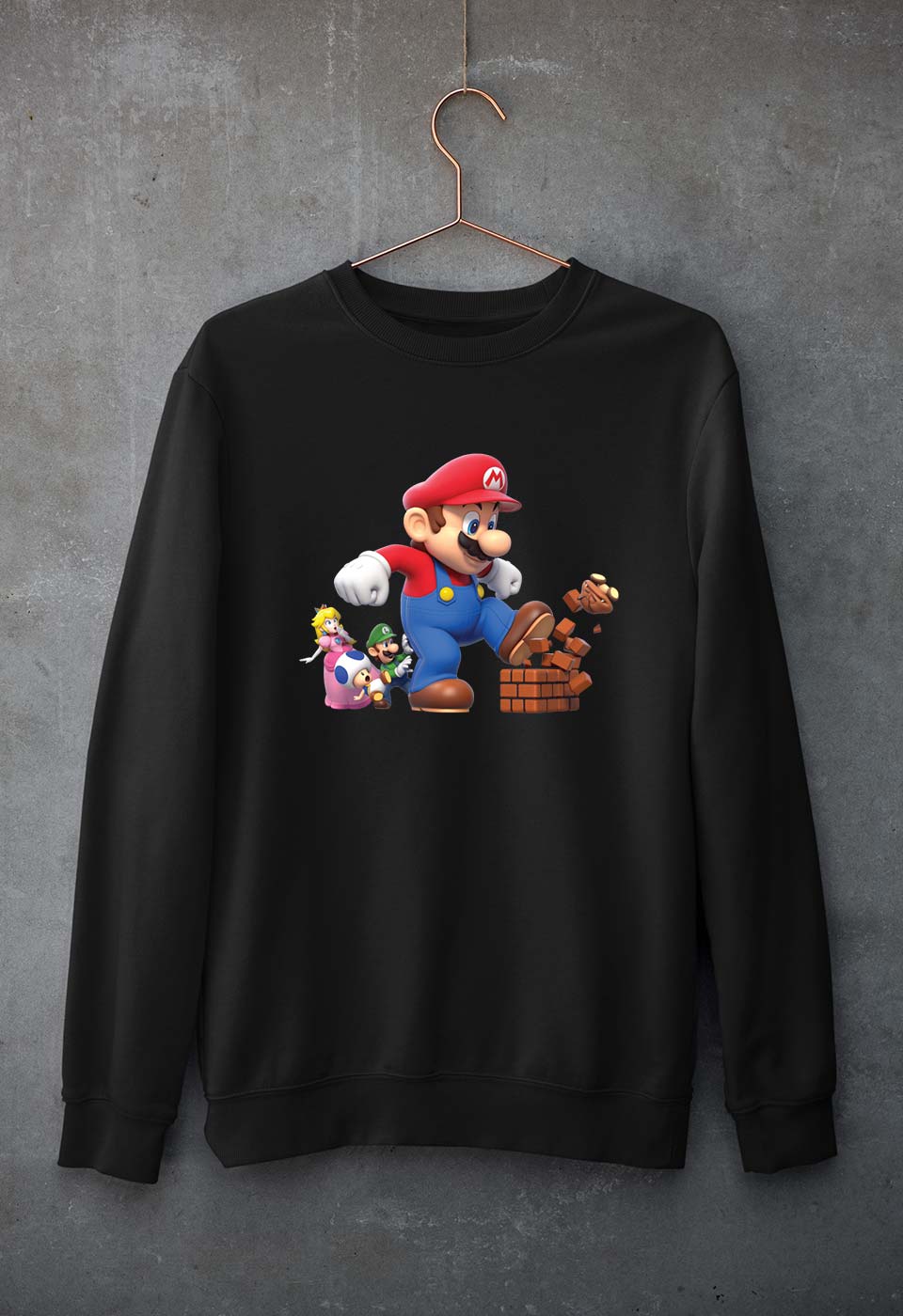Mario Unisex Sweatshirt for Men/Women-Black-Ektarfa.online