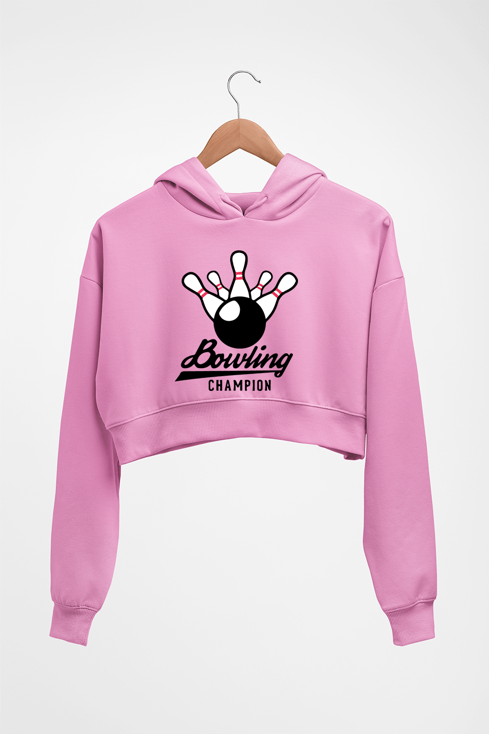 Bowling Champion Crop HOODIE FOR WOMEN-Light Baby Pink-Ektarfa.online