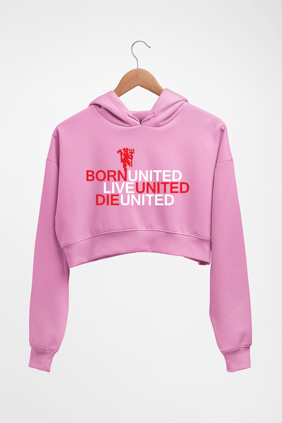 Born United Live United Die United Crop HOODIE FOR WOMEN-Light Baby Pink-Ektarfa.online