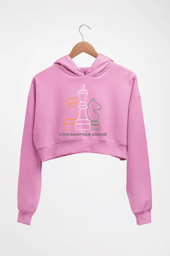 Viswanathan Anand Chess Crop HOODIE FOR WOMEN-Light Baby Pink-Ektarfa.online