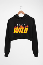 Load image into Gallery viewer, Stay Wild Crop HOODIE FOR WOMEN-Black-Ektarfa.online
