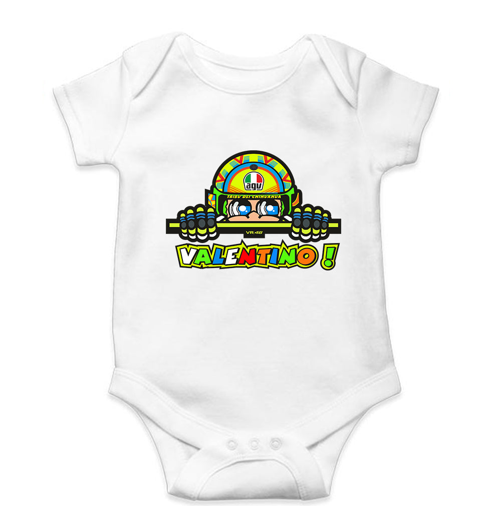 Valentino Rossi(VR 46) Kids Romper For Baby Boy/Girl-0-5 Months(18 Inches)-White-Ektarfa.online