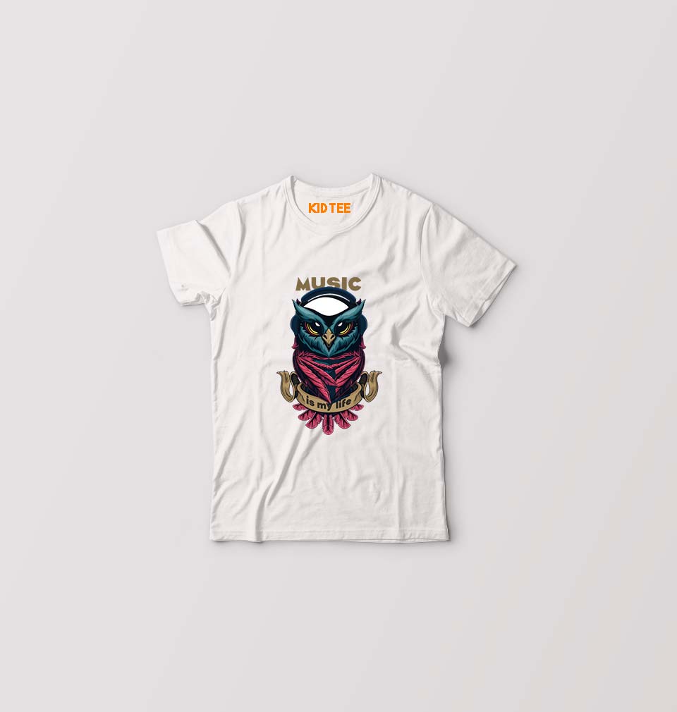 Owl Music Kids T-Shirt for Boy/Girl-White-Ektarfa.online