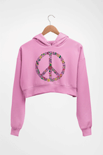 Load image into Gallery viewer, Floral Peace Crop HOODIE FOR WOMEN-Light Baby Pink-Ektarfa.online
