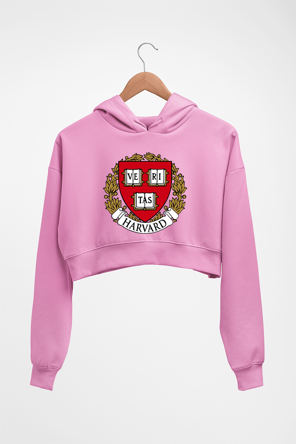 Harvard University Crop HOODIE FOR WOMEN-Light Baby Pink-Ektarfa.online