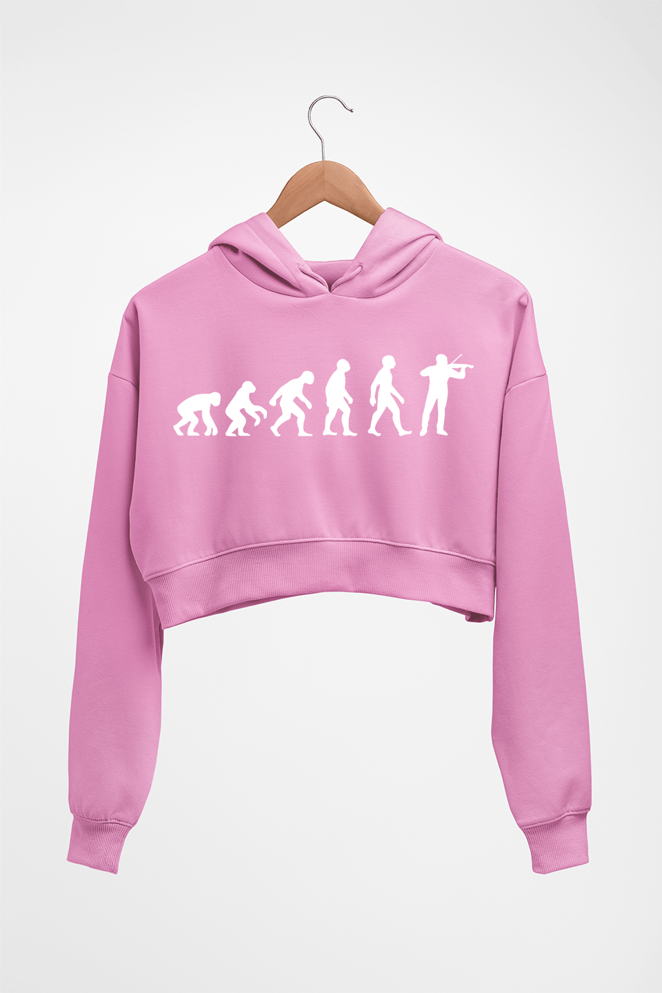 Violin Evolution Crop HOODIE FOR WOMEN-Light Baby Pink-Ektarfa.online