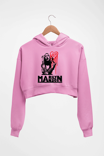 Marilyn Manson Crop HOODIE FOR WOMEN-Light Baby Pink-Ektarfa.online