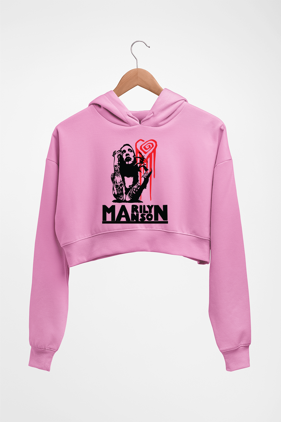 Marilyn Manson Crop HOODIE FOR WOMEN-Light Baby Pink-Ektarfa.online