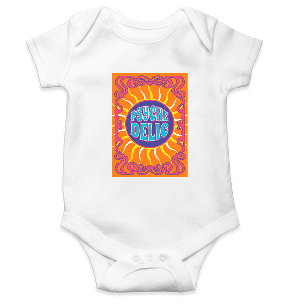 Psychedelic Kids Romper Kids Romper For Baby Boy/Girl-0-5 Months(18 Inches)-White-Ektarfa.online