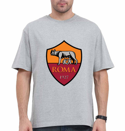 A.S. Roma Oversized T-Shirt for Men-Grey-Ektarfa.online