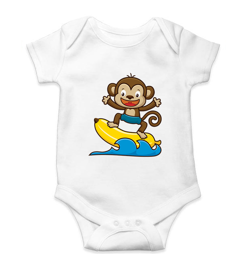 Monkey Banana Kids Romper For Baby Boy/Girl-0-5 Months(18 Inches)-White-Ektarfa.online