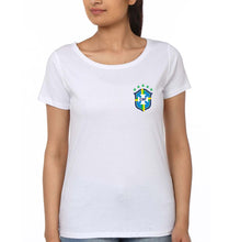 Load image into Gallery viewer, Brazil Football T-Shirt for Women-White-Ektarfa.online
