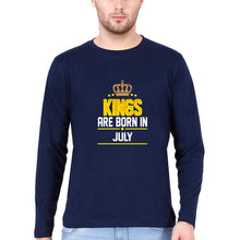 Load image into Gallery viewer, Kings Are Born In July Full Sleeves T-Shirt for Men-Navy Blue-Ektarfa.online
