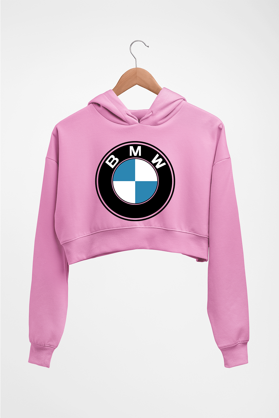 BMW Crop HOODIE FOR WOMEN-Light Baby Pink-Ektarfa.online