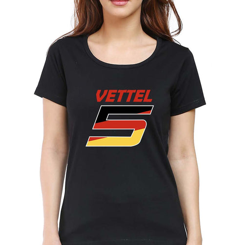 Sebastian Vettel F1 T-Shirt for Women-Black-Ektarfa.online