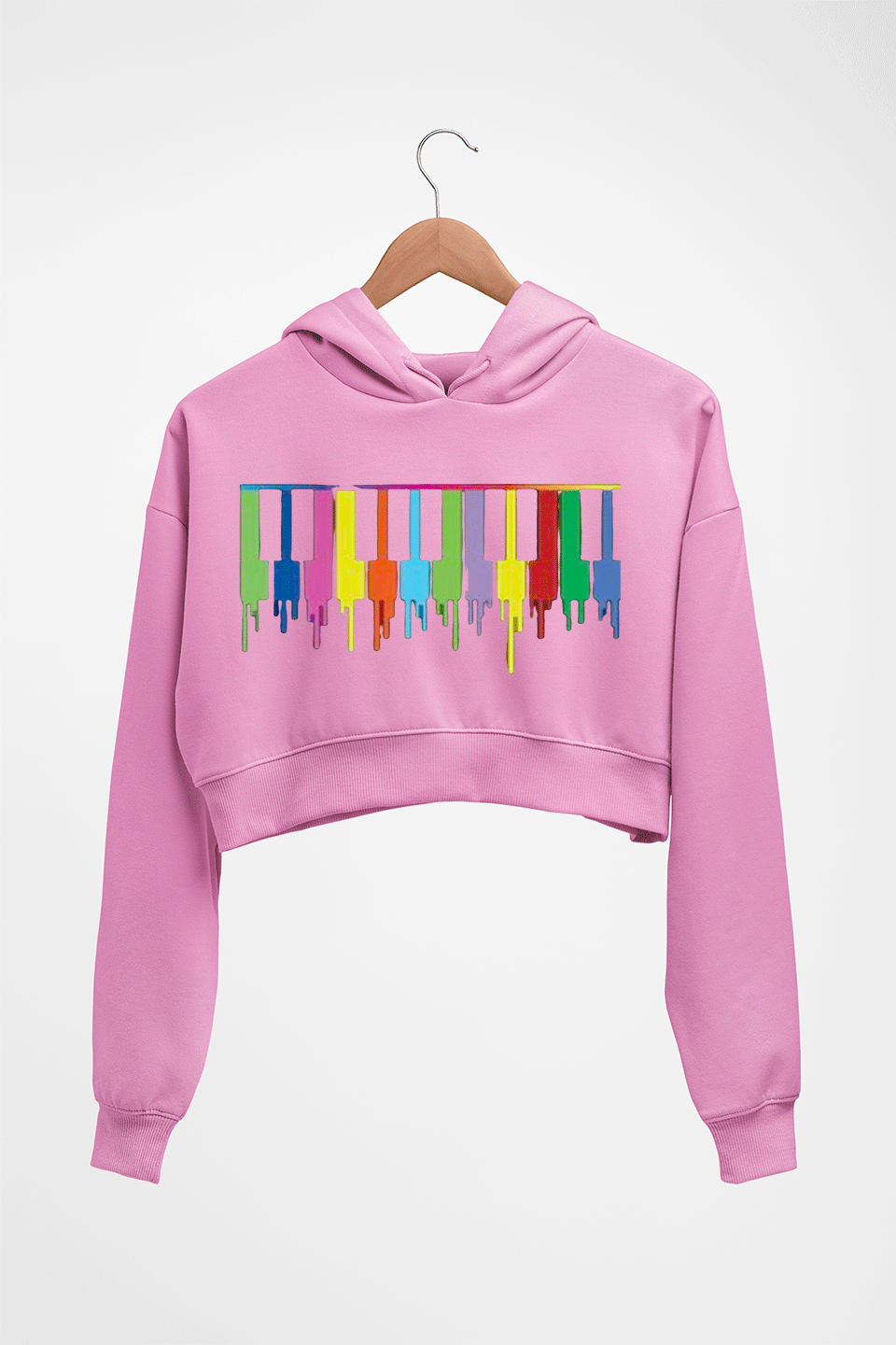 Piano Crop HOODIE FOR WOMEN-Light Baby Pink-Ektarfa.online
