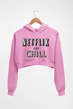 Load image into Gallery viewer, Netflix and chill Crop HOODIE FOR WOMEN-Light Baby Pink-Ektarfa.online
