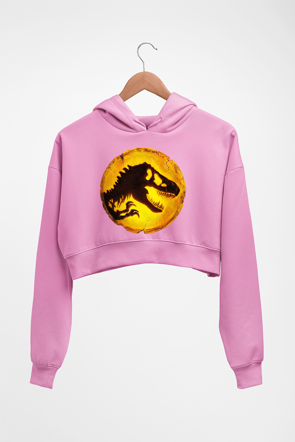 Jurassic World Crop HOODIE FOR WOMEN-Light Baby Pink-Ektarfa.online