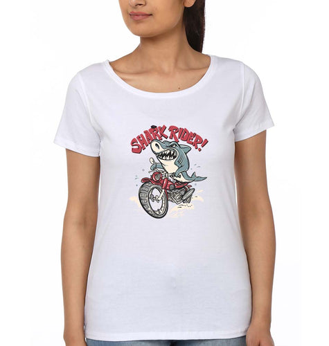 Shark Rider T-Shirt for Women-White-Ektarfa.online