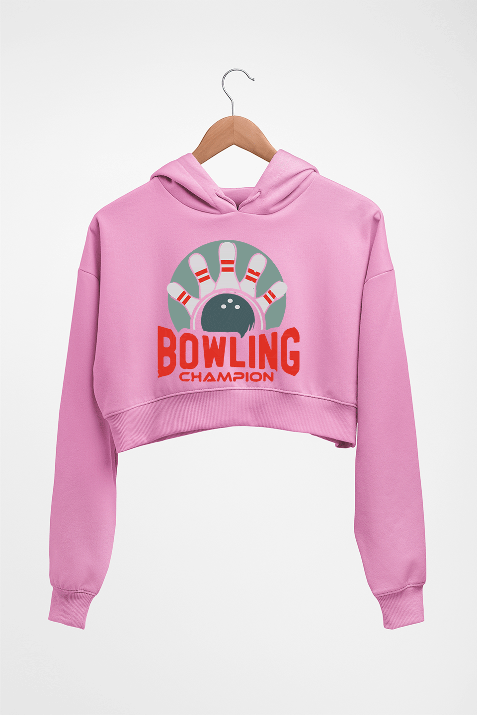 Bowling Champion Crop HOODIE FOR WOMEN-Light Baby Pink-Ektarfa.online