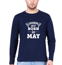 Load image into Gallery viewer, Legends are Born in May Full Sleeves T-Shirt for Men-Navy Blue-Ektarfa.online
