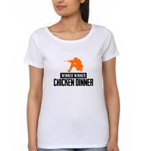 Load image into Gallery viewer, PUBG Winner Winner Chicken Dinner T-Shirt for Women-White-Ektarfa.online
