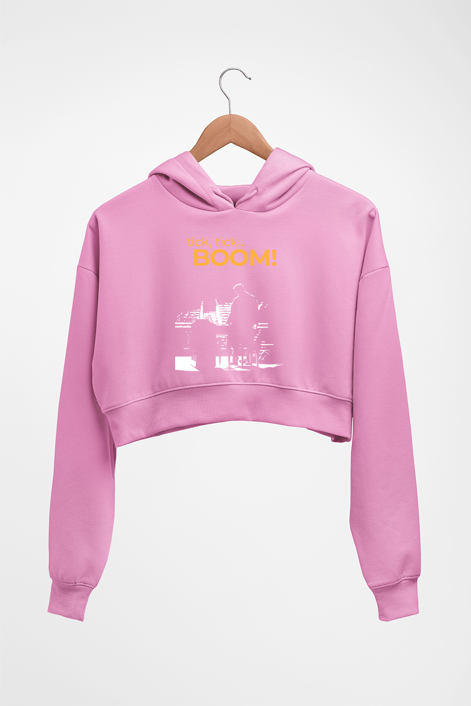 Tick Tick Boom Crop HOODIE FOR WOMEN-Light Baby Pink-Ektarfa.online