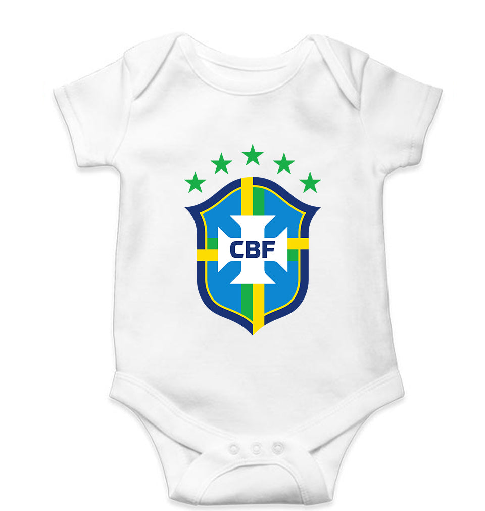 Brazil Football Kids Romper For Baby Boy/Girl-White-Ektarfa.online