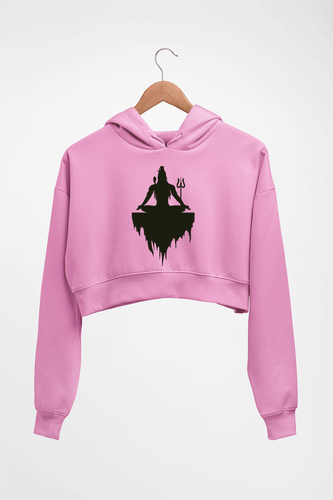 Mahakal Mahadev Bholenath Shiva Shivji Crop HOODIE FOR WOMEN-Light Baby Pink-Ektarfa.online