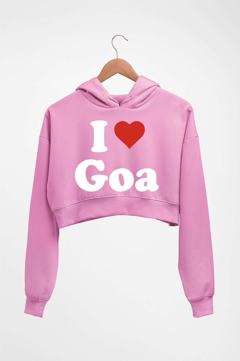 I Love Goa Crop HOODIE FOR WOMEN-Light Baby Pink-Ektarfa.online